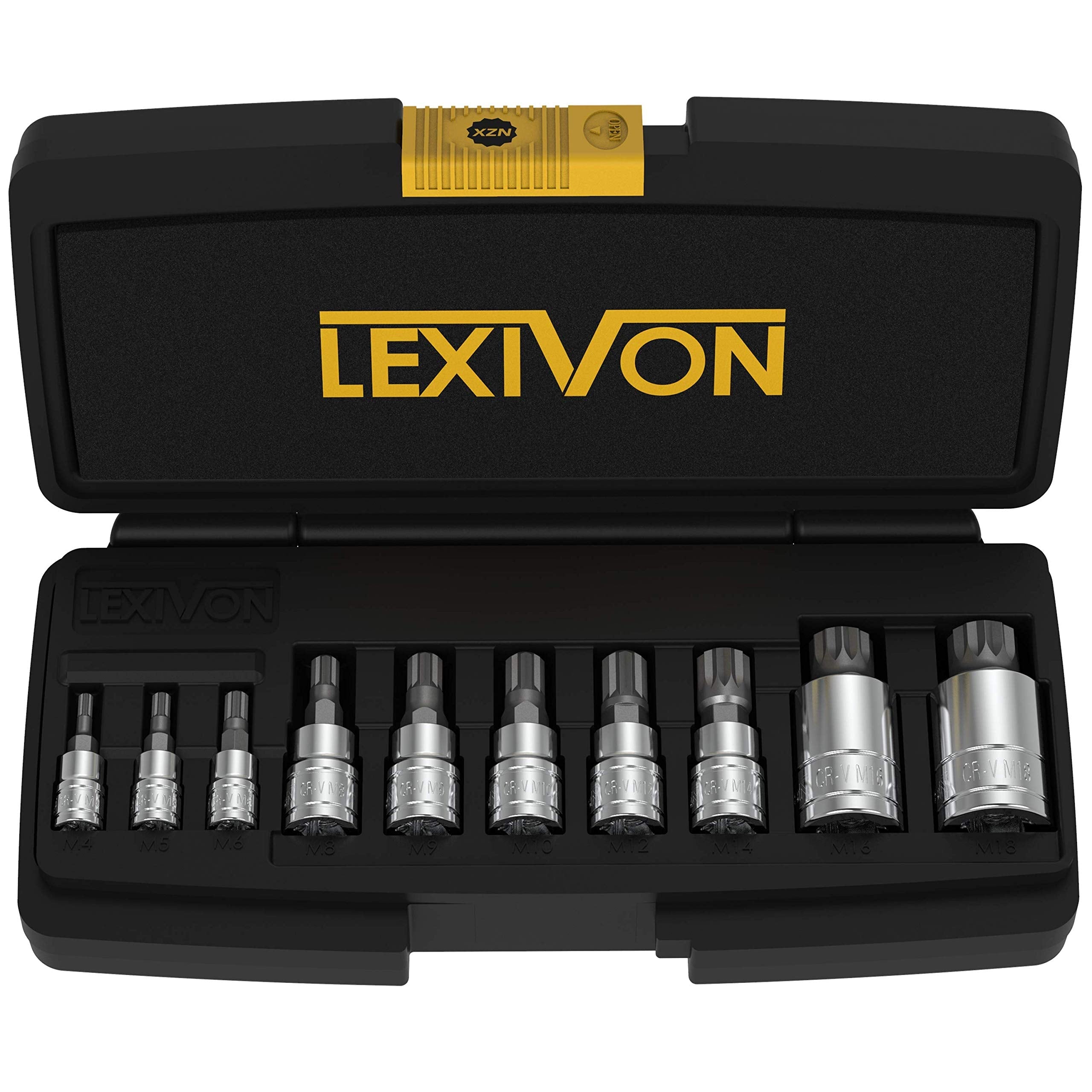 LEXIVON XZN Triple Square Spline Bit Socket Set | 10-Piece M4-M18 Kit