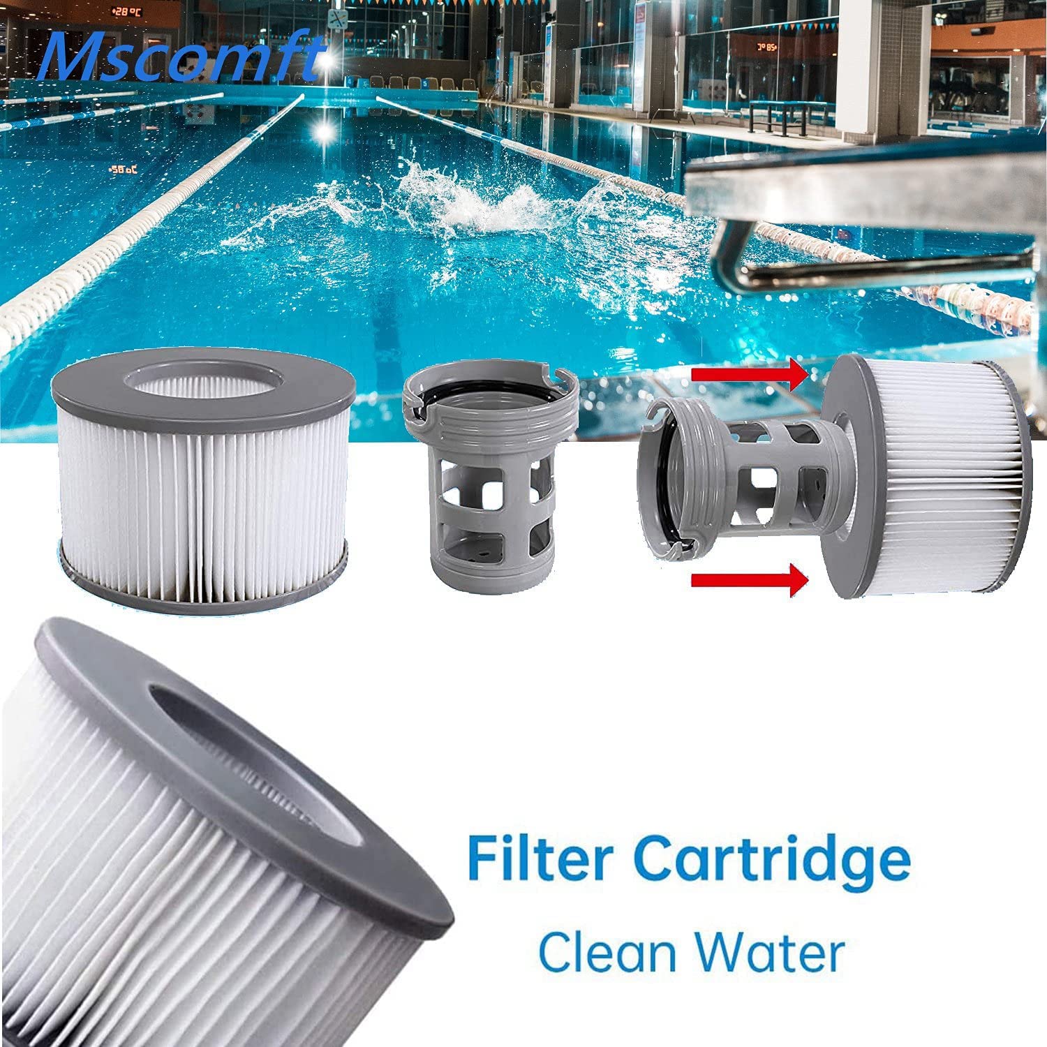 Mscomft MSPA Replacement Filter Cartridge for Inflatable Hot Tubs – 12 Pack
