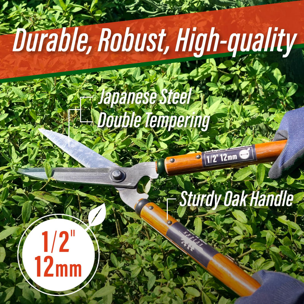 SUIZAN Japanese Hedge Shears – 540mm Professional Steel Garden Clippers