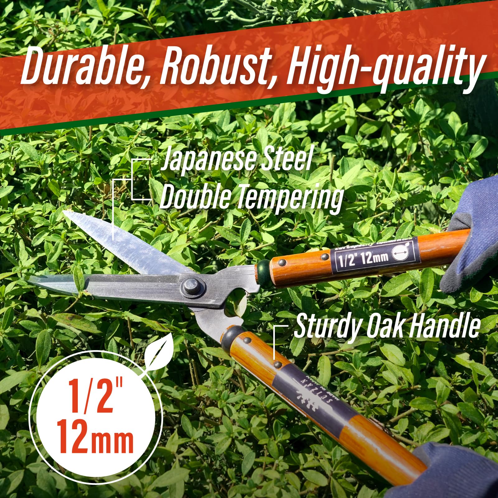 SUIZAN Japanese Hedge Shears – 540mm Professional Steel Garden Clippers