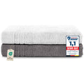 Komfortec Jumbo Bath Towels, 100% Cotton, Quick Dry, 80x200, Grey & White