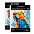 KINSPORY A4 Watercolour Paper Pad | 2-Pack 300GSM Cold-Pressed 60 Sheets
