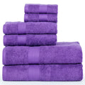 Ample Decor 6-Piece Cotton Bath Towel Set | 600 GSM Luxury Purple