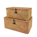 Jolof Store Woven Seagrass Storage Baskets with Lids – 2-Piece Set (L+XXL)