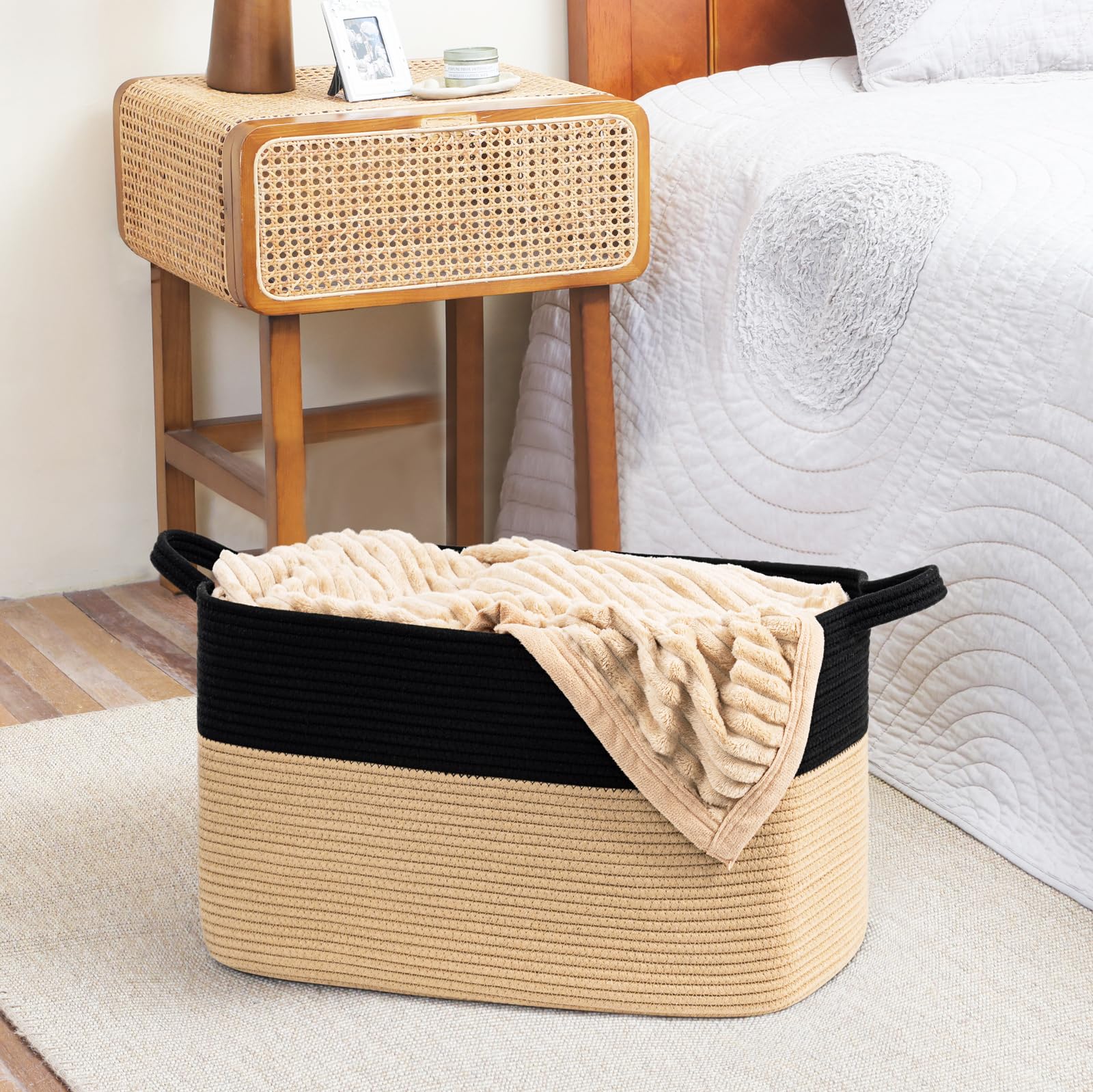 Jolof Store Large Cotton Rope Storage Basket – 65L Woven Toy Bin