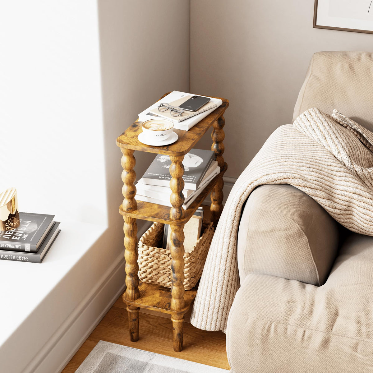 JERX 3-Tier Narrow Side Table Small End Table