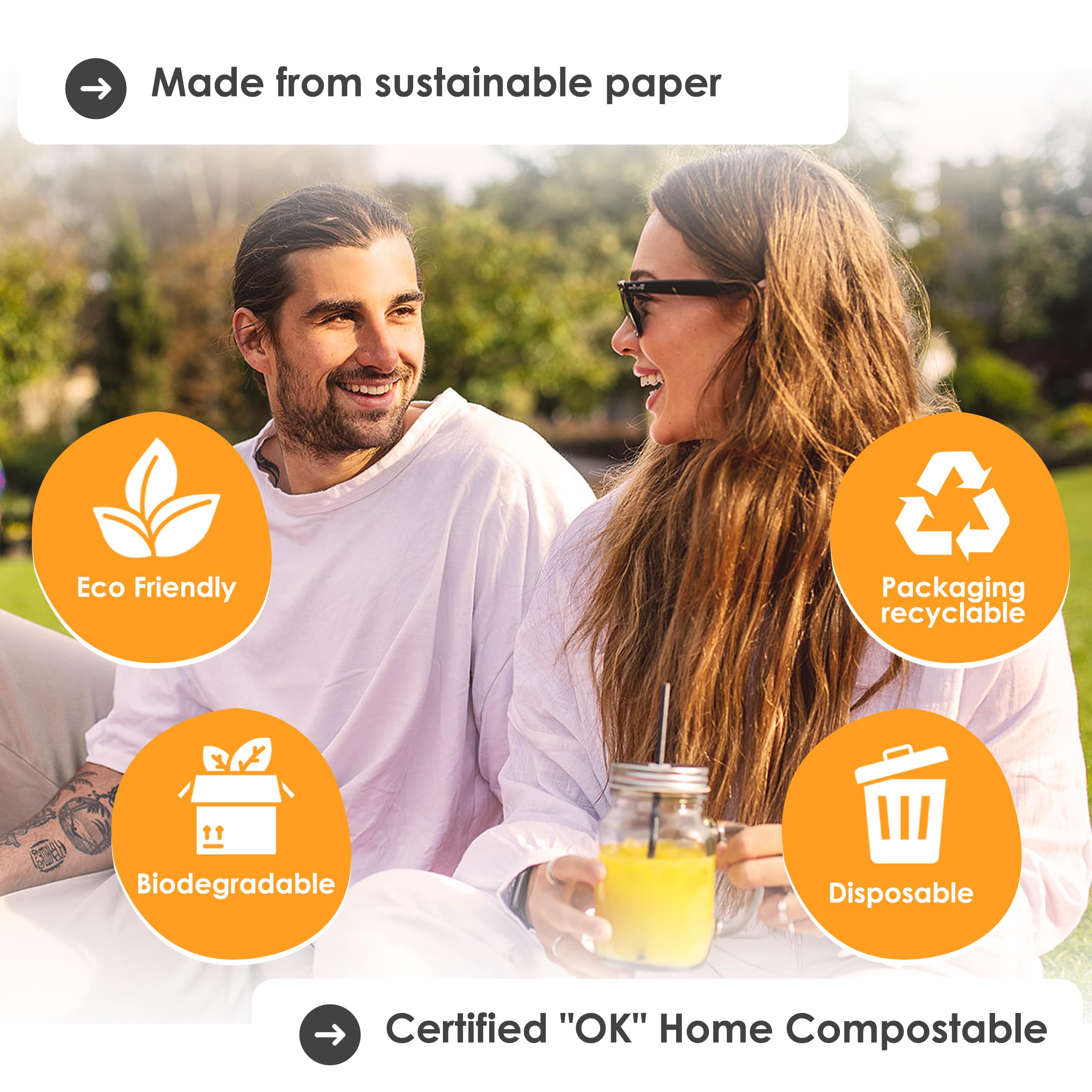 SustainaBuddies Paper Drinking Straws | 2400 Pack | FSC-Certified