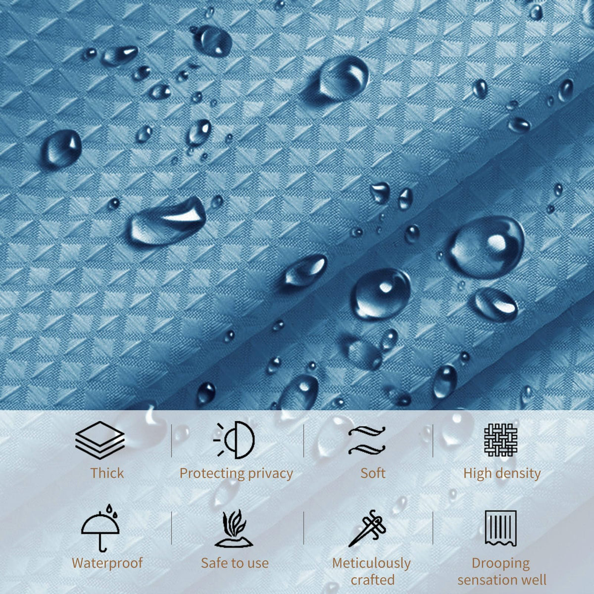 Stfery Shower Curtain Waffle Pattern White Shower Curtain 180 x 200 cm Water-Repellent Fabric Shower Curtain Anti Mould - image 3