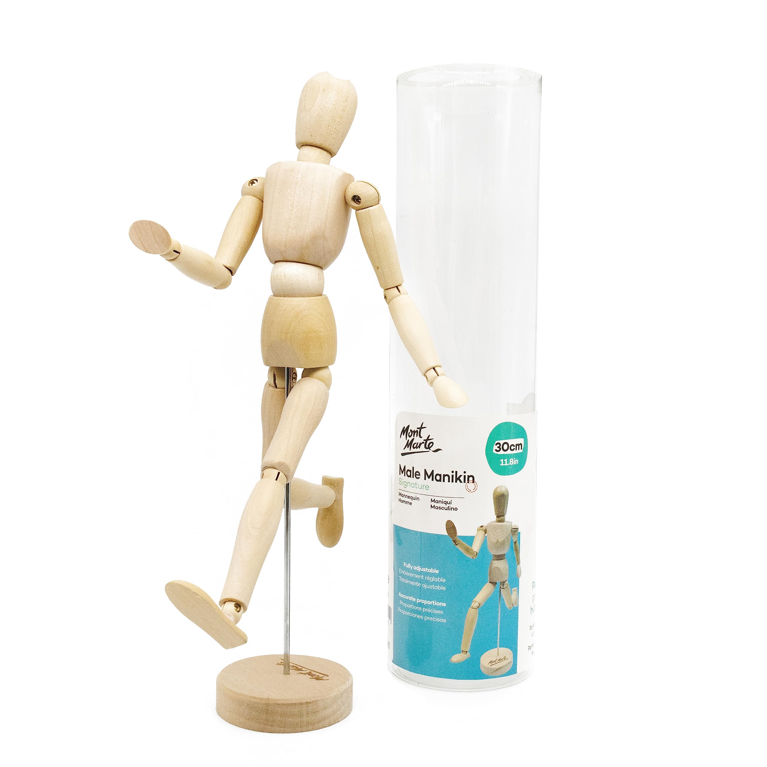 Mont Marte Male Wooden Manikin 30cm | Flexible Artist Drawing Model