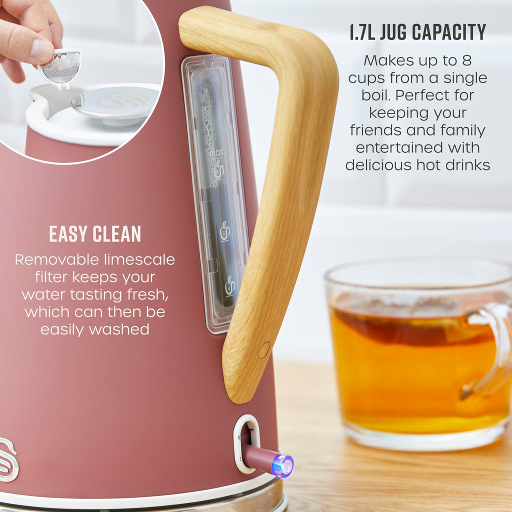 Swan Nordic Cordless Electric Kettle | 1.7L Rapid Boil | Fuchsia Rose