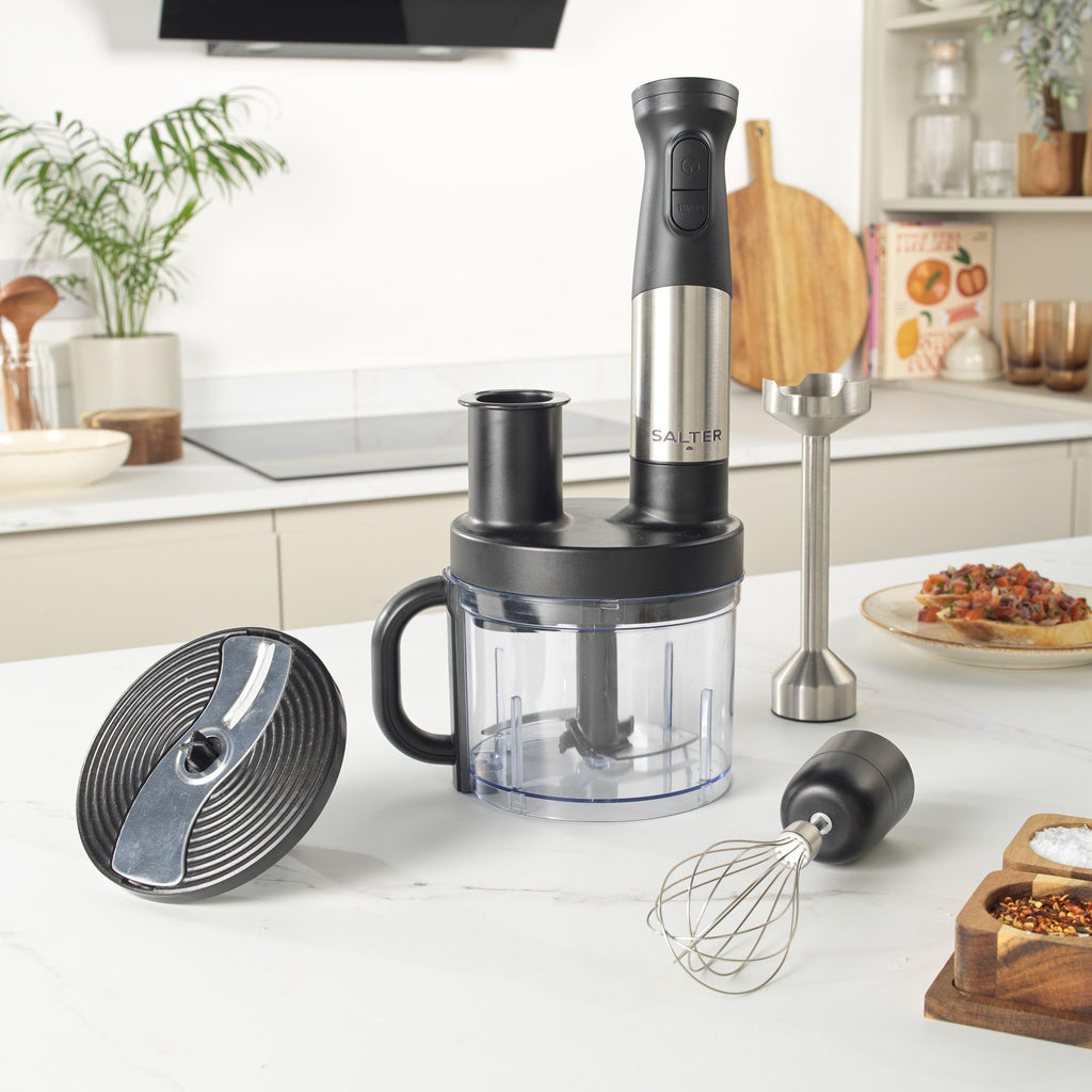 Salter 5-in-1 Food Chopper & Stick Blender – 1.2L Bowl, 1500W, Stainless Steel