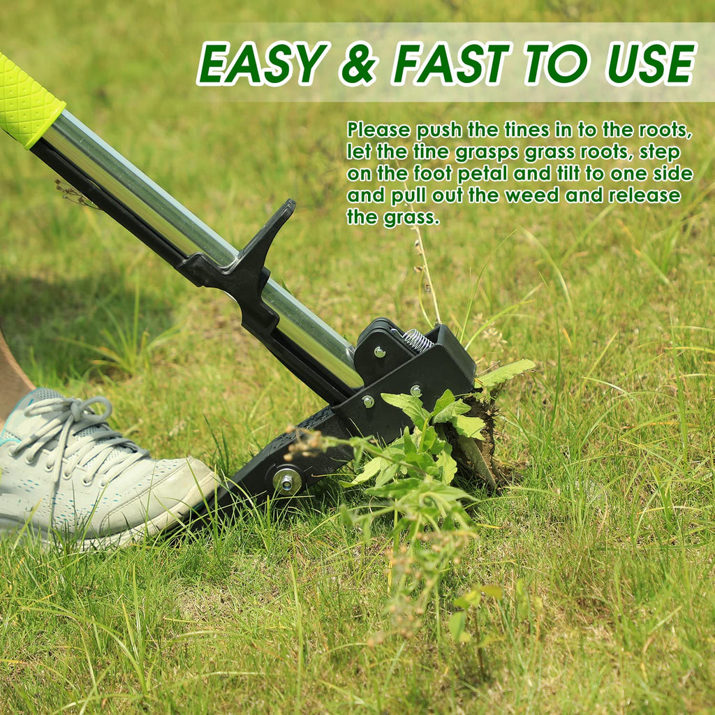 ORIENTOOLS Stand Up Weed Puller – 4-Claw Stainless Steel Garden Weeder
