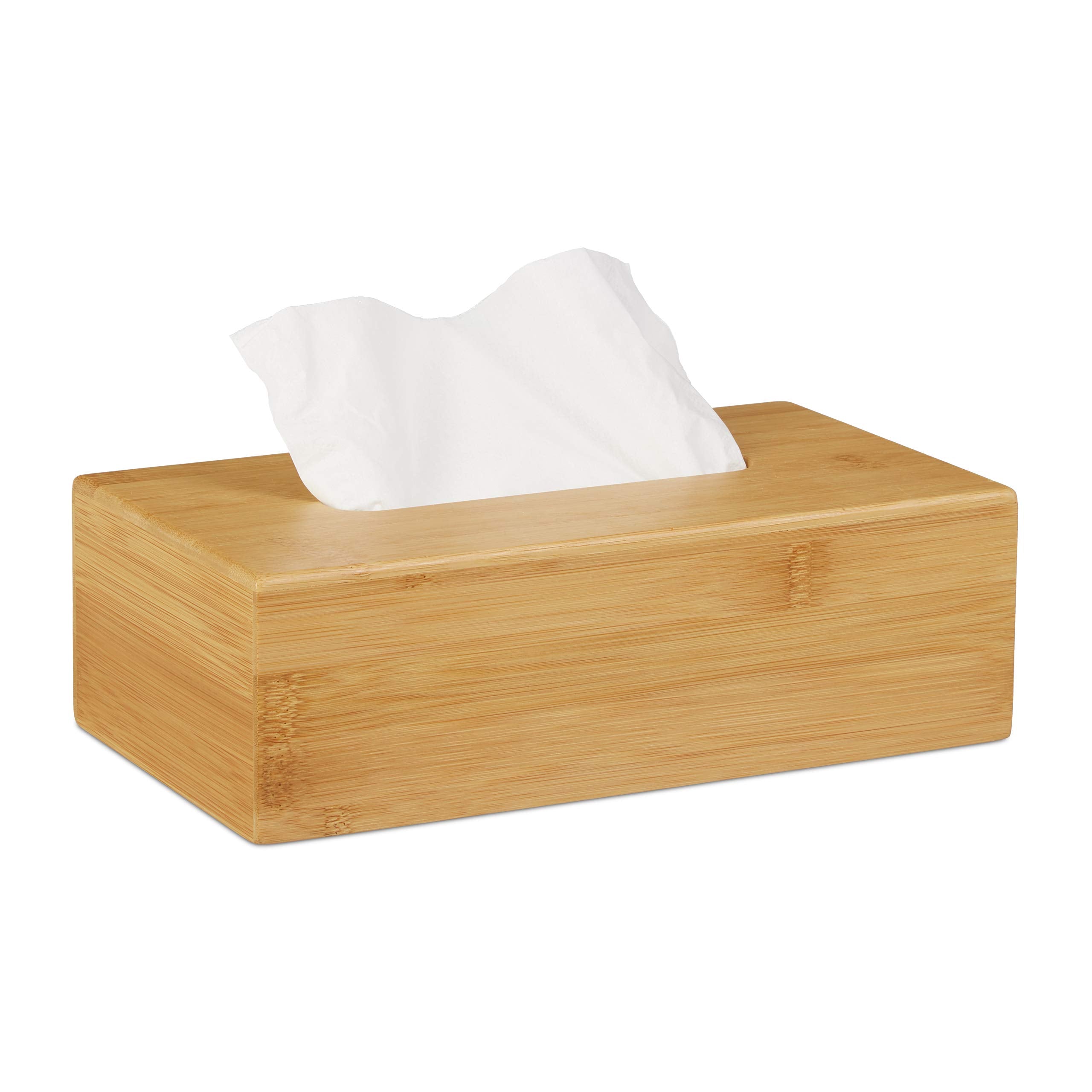 Relaxdays Bamboo Tissue Box Cover – Natural Facial Tissue Dispenser