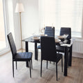 Bravich Dining Table and Chairs Set of 4, Black Tempered Glass 4 Seater Dining Table with High Back PU Leather Chairs - image 1