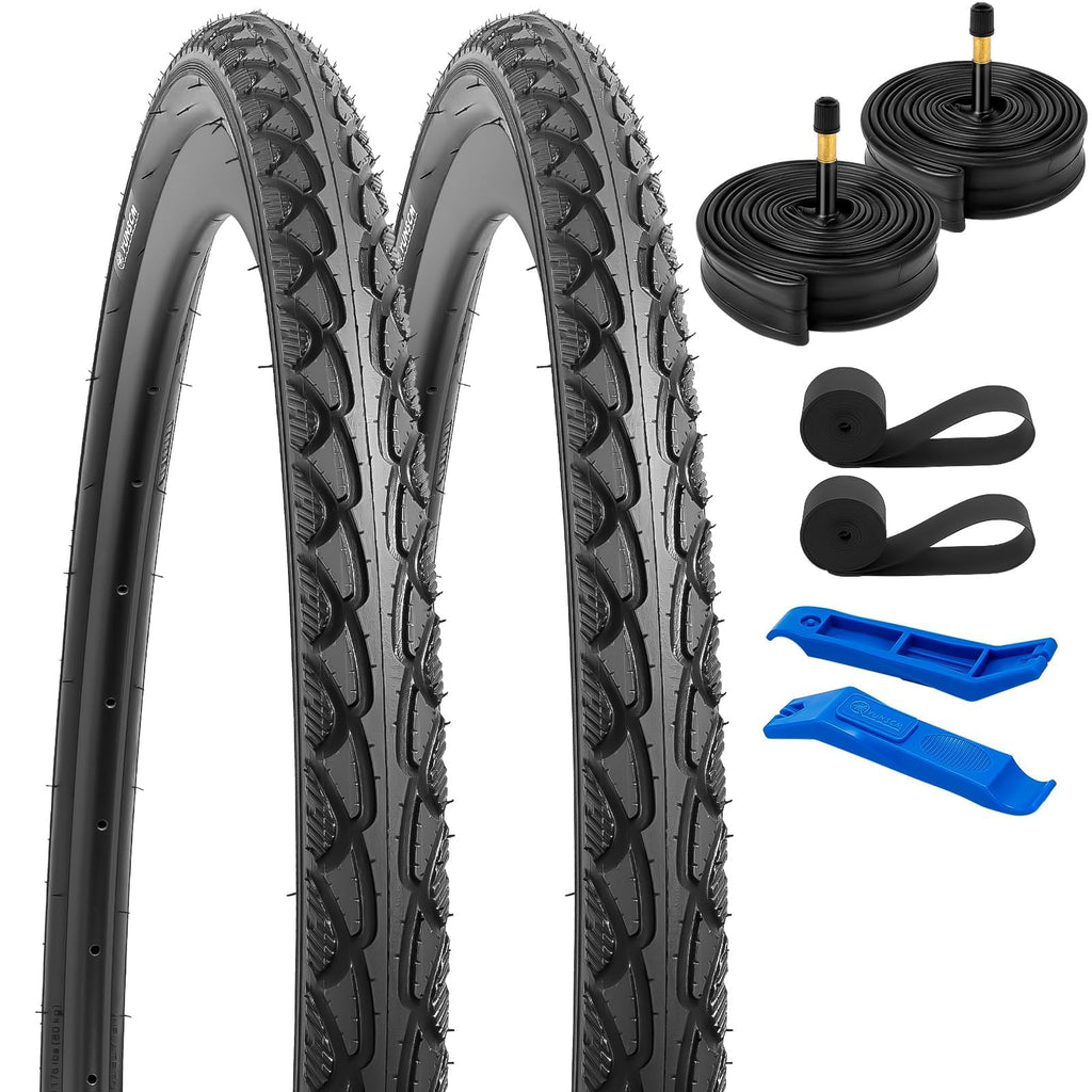 YunSCM 700x40C Road Bike Tyres Set | 2 Tires, 2 Tubes & Rim Strips