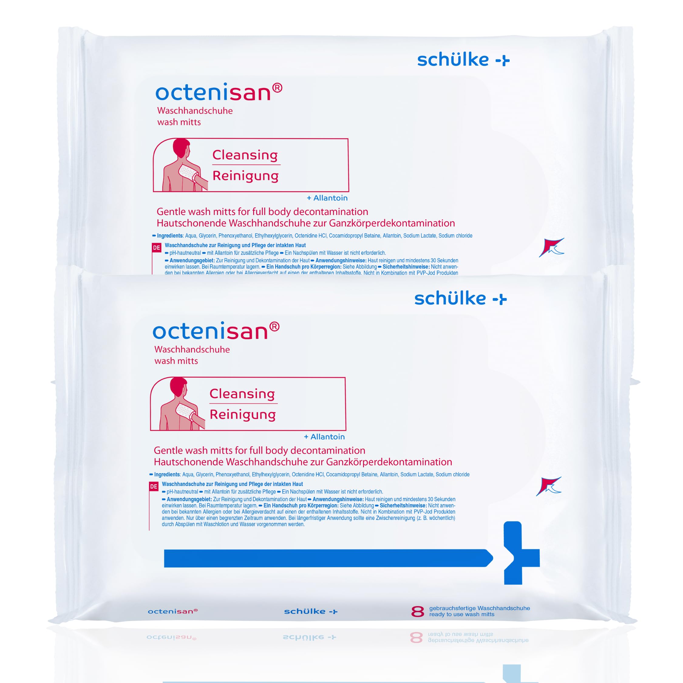 Octenisan Antimicrobial Wash Mitts | No-Rinse Sensitive Skin (16 Pack)