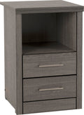 Seconique Lisbon Black Wood Grain 2 Drawer Bedside Table |