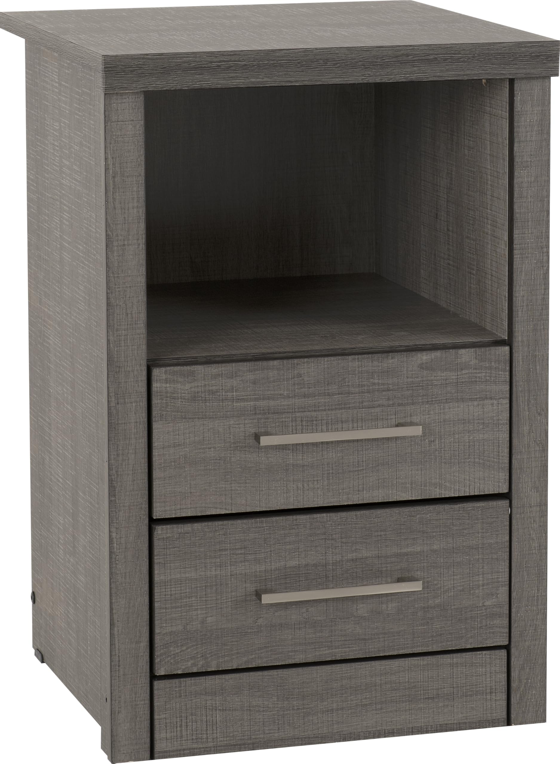 Seconique Lisbon Black Wood Grain 2 Drawer Bedside Table |