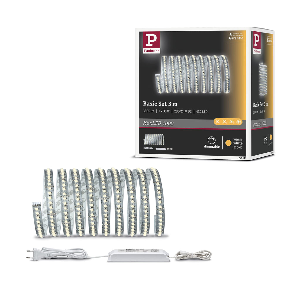 Jolof Store MaxLED 1000 LED Strip Kit – 3m Warm White Silver 40W