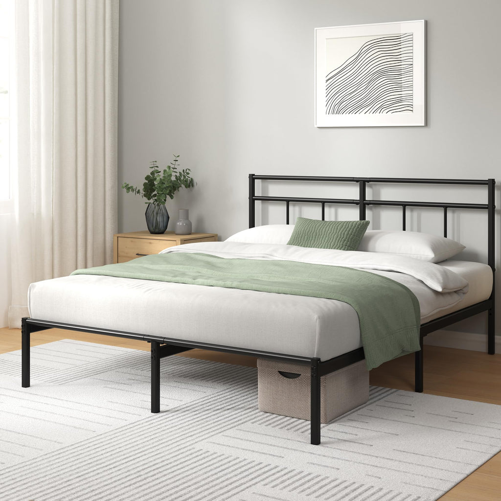 Zinus Elias Double Metal Platform Bed Frame with Headboard | 135x190 cm
