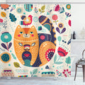 ABAKUHAUS Cat Paisley Shower Curtain | Waterproof Fabric Bathroom Decor