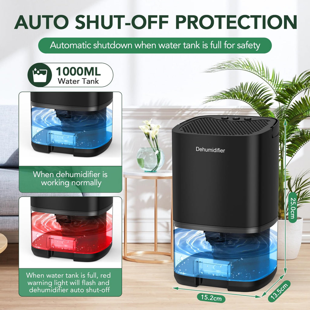 NexGlow 1000ml Portable Mini Dehumidifier – Quiet Electric for Bedroom