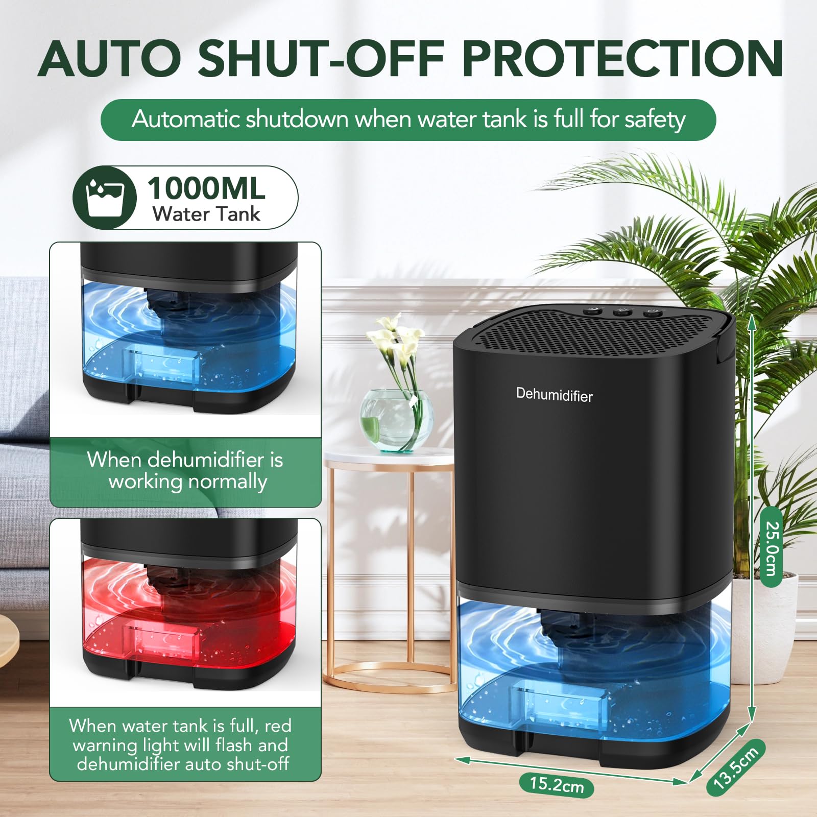 NexGlow 1000ml Portable Mini Dehumidifier – Quiet Electric for Bedroom