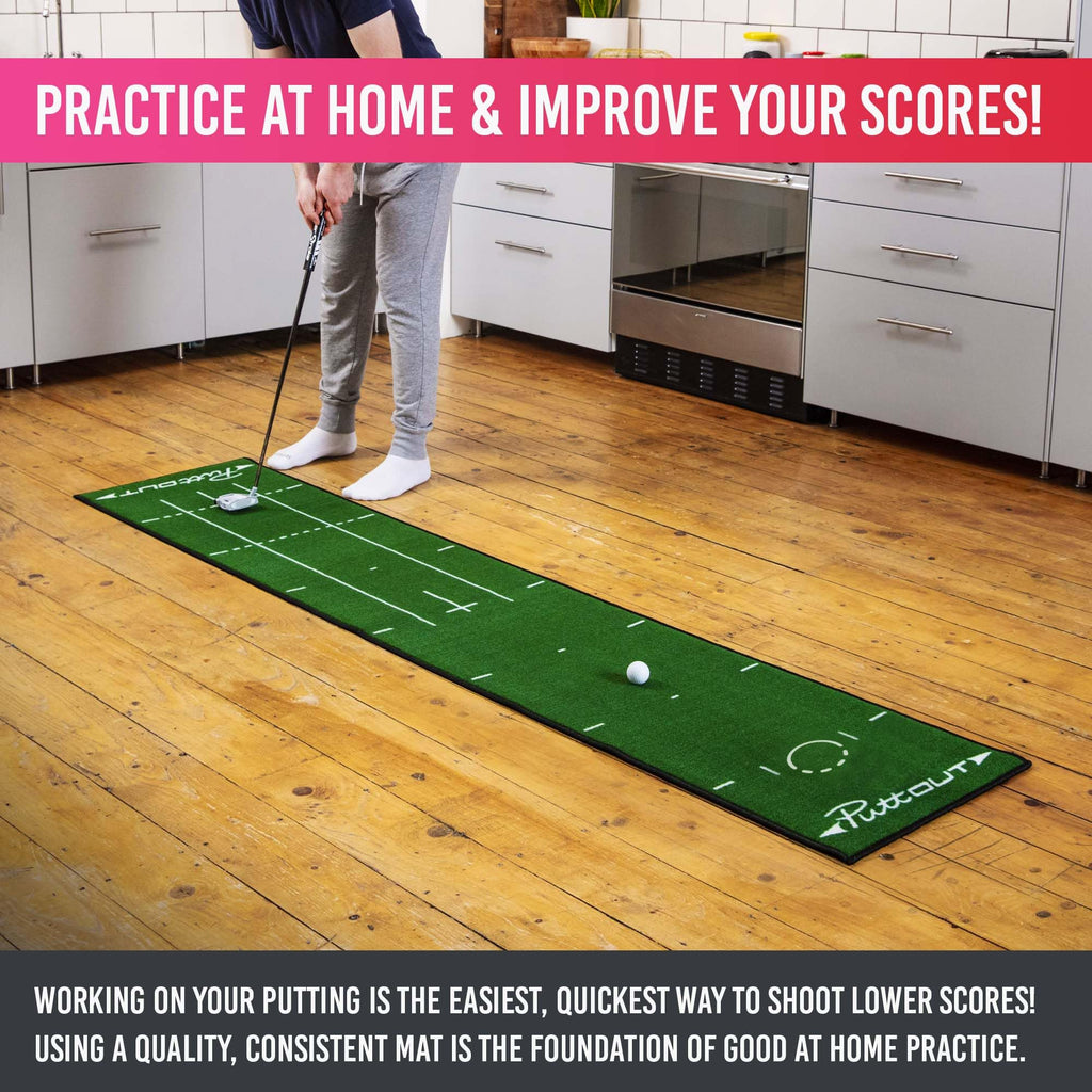 PuttOUT Medium Putting Mat – 240cm x 50cm Indoor Golf Training Aid