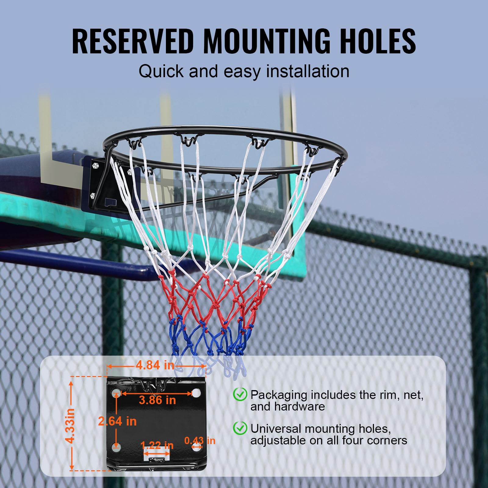 VEVOR 18" Basketball Rim – Heavy Duty Wall Mounted Hoop Replacement