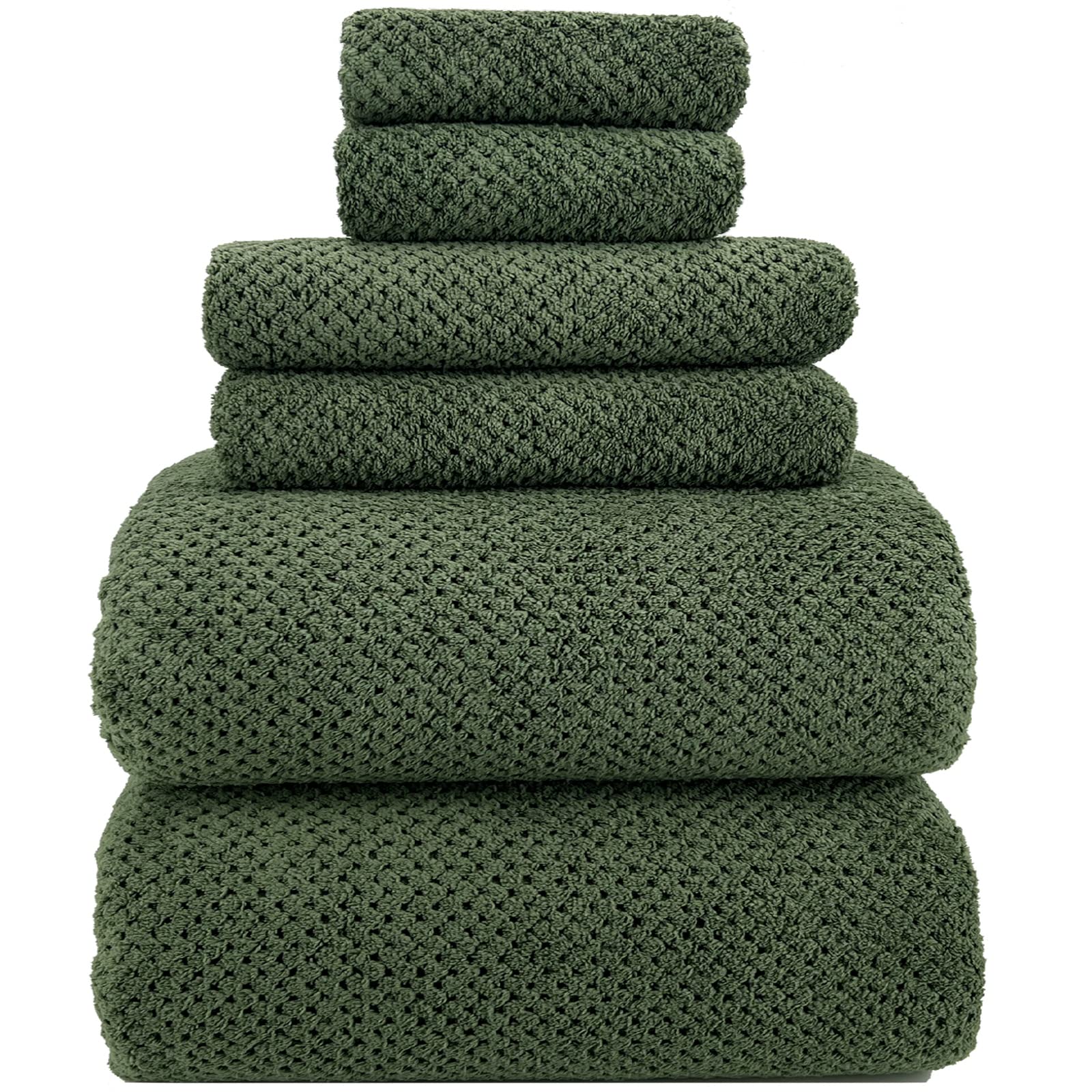 Jolof Store Oversized Bath Sheets – 6-Piece Microfiber Waffle Towel Set