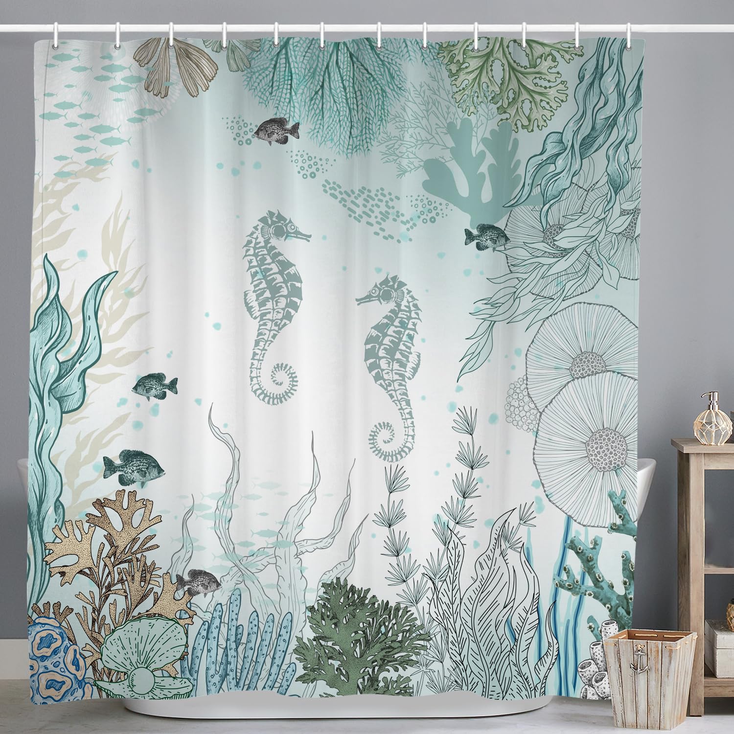 Jolof Store Maritime Shower Curtain – 180x180cm Waterproof Nautical Polyester