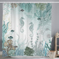 Nautical Shower Curtain | Blue Marine Animals | 180x200 cm