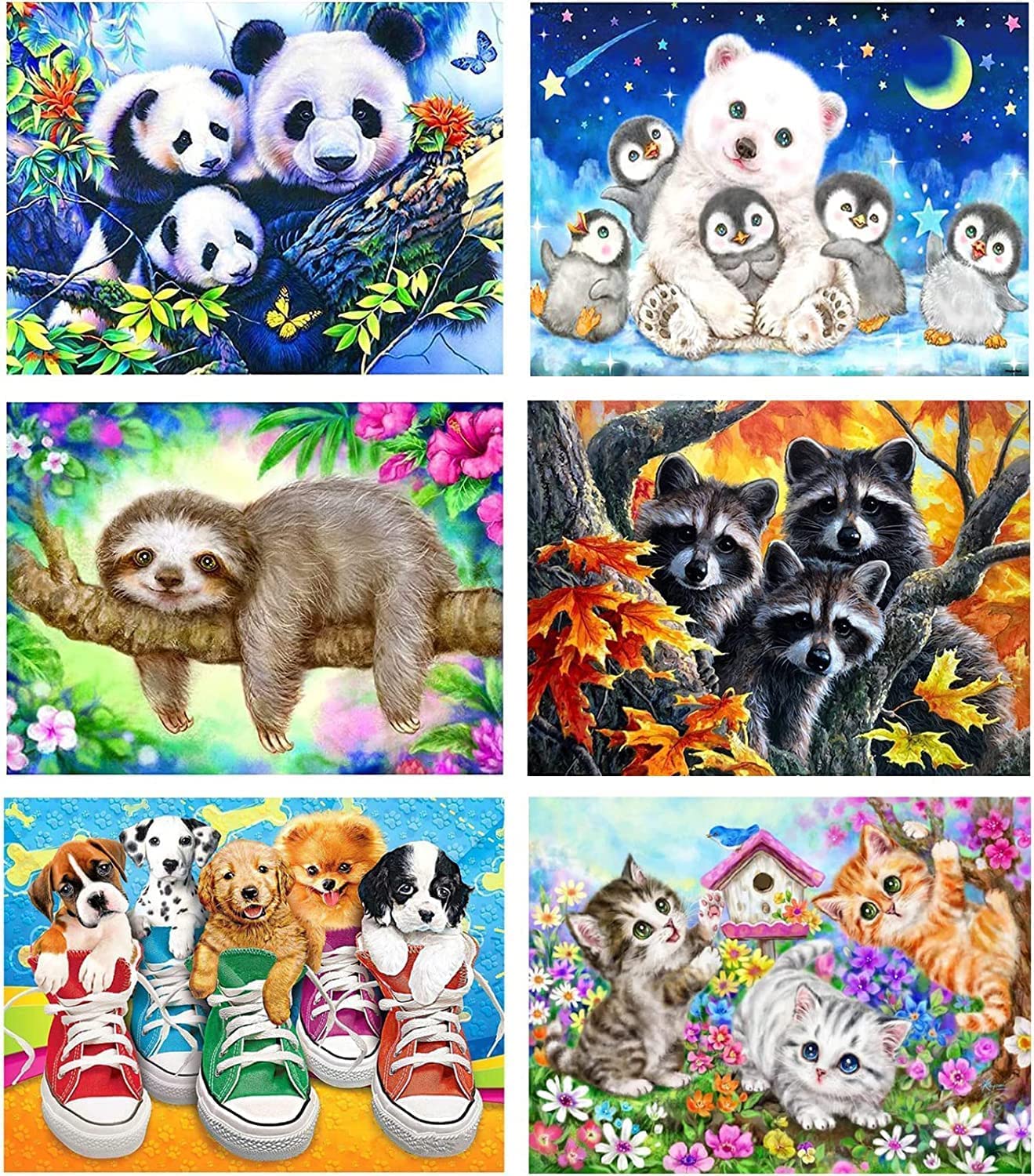 Jolof Store 6 Pack 5D Diamond Painting Kits for Adults – DIY Animal Art