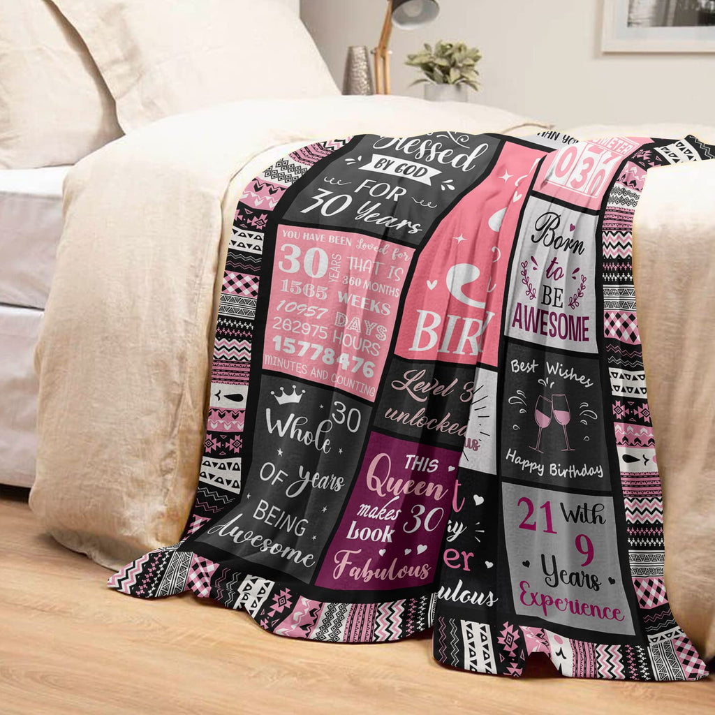 Jolof Store 30th Birthday Blanket for Women – 60x80 Plush Flannel Throw