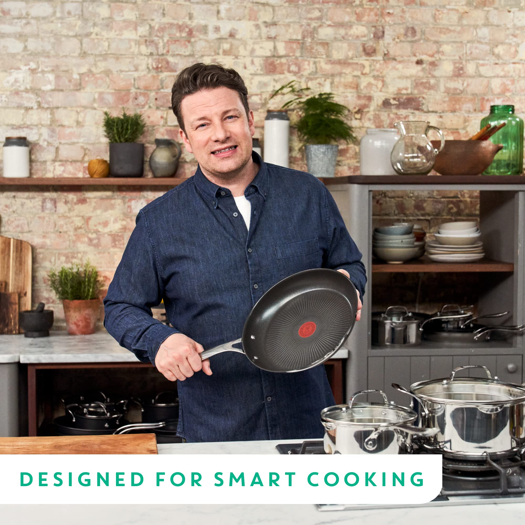 Tefal Jamie Oliver Cook's Direct 24cm Non-Stick Stainless Steel Frypan