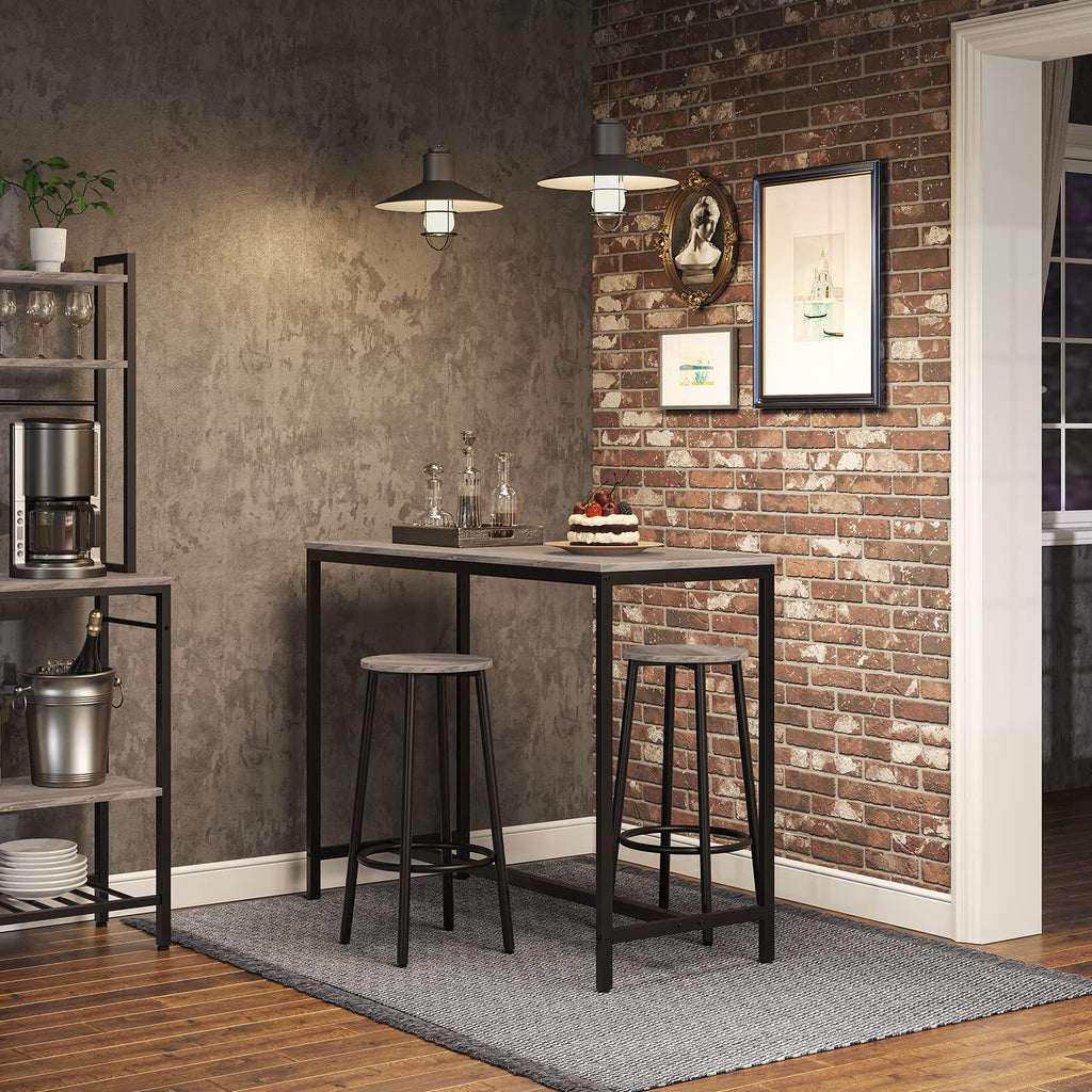 HOOBRO Round Bar Stools Set of 2 | Industrial Greige Kitchen Pub Chairs