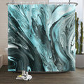 Jolof Store Dark Green Marble Shower Curtain | Abstract Waterproof Polyester