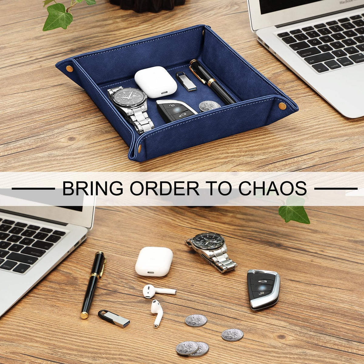 SITHON Valet Tray Premium PU Leather Desktop Storage Organizer - image 5