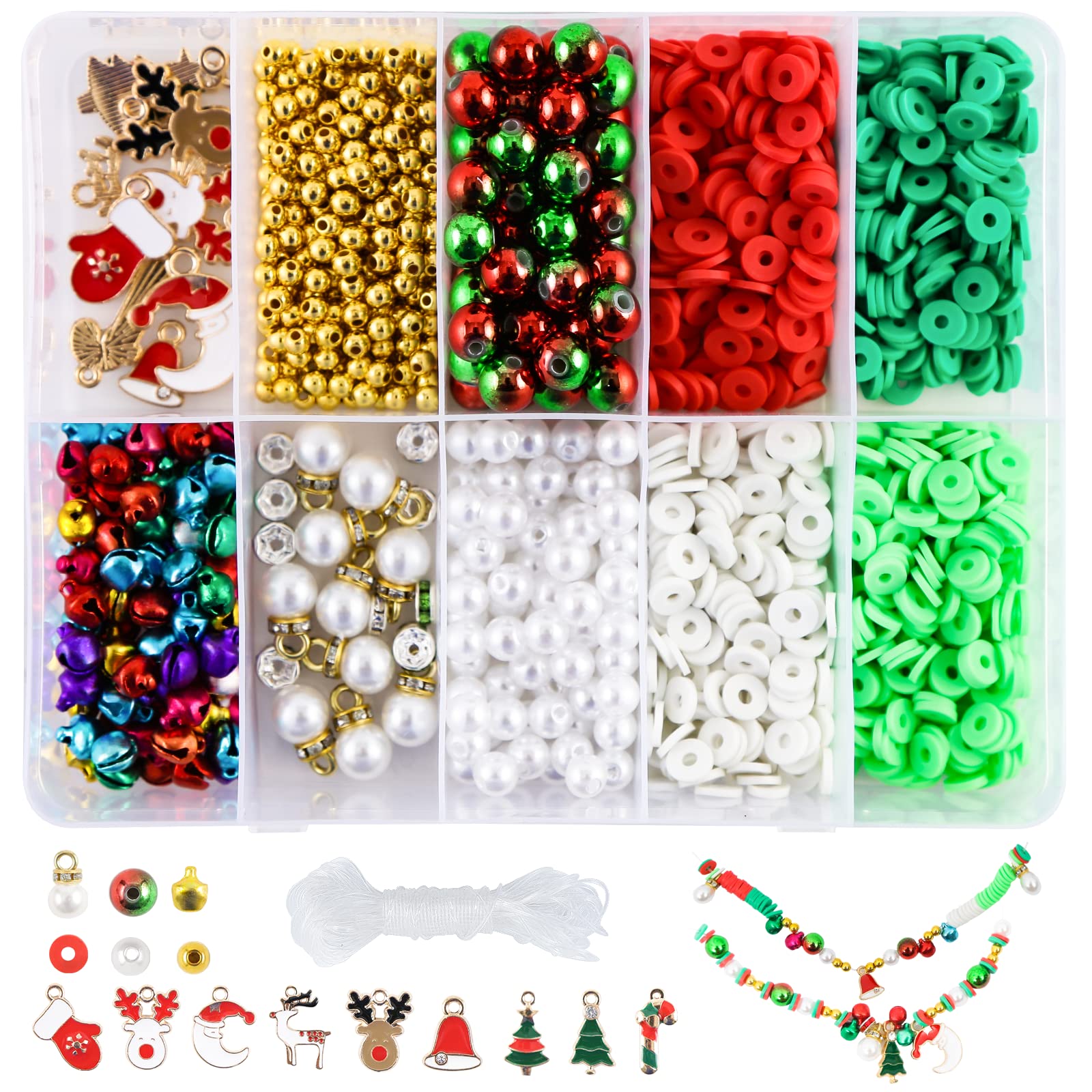 Sunwuun 1320Pcs Christmas Clay Beads Bracelet Making Kit for Girls
