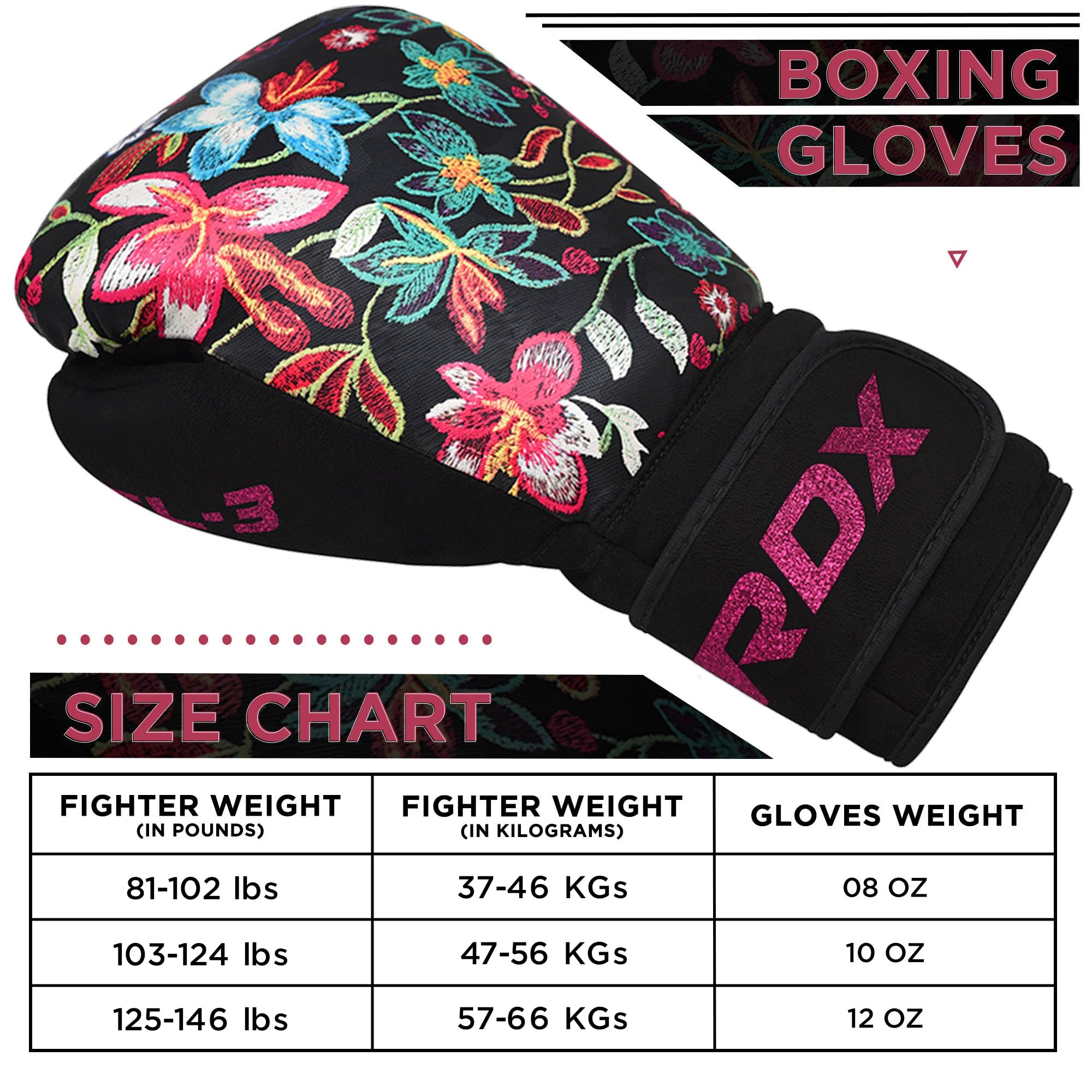 RDX Women Boxing Gloves | Flora Skin Leather Sparring & Muay Thai Mitts