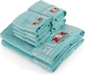 BZ Luxury Bamboo and Cotton Bath Towels Set - 8 Piece Turquoise Set
