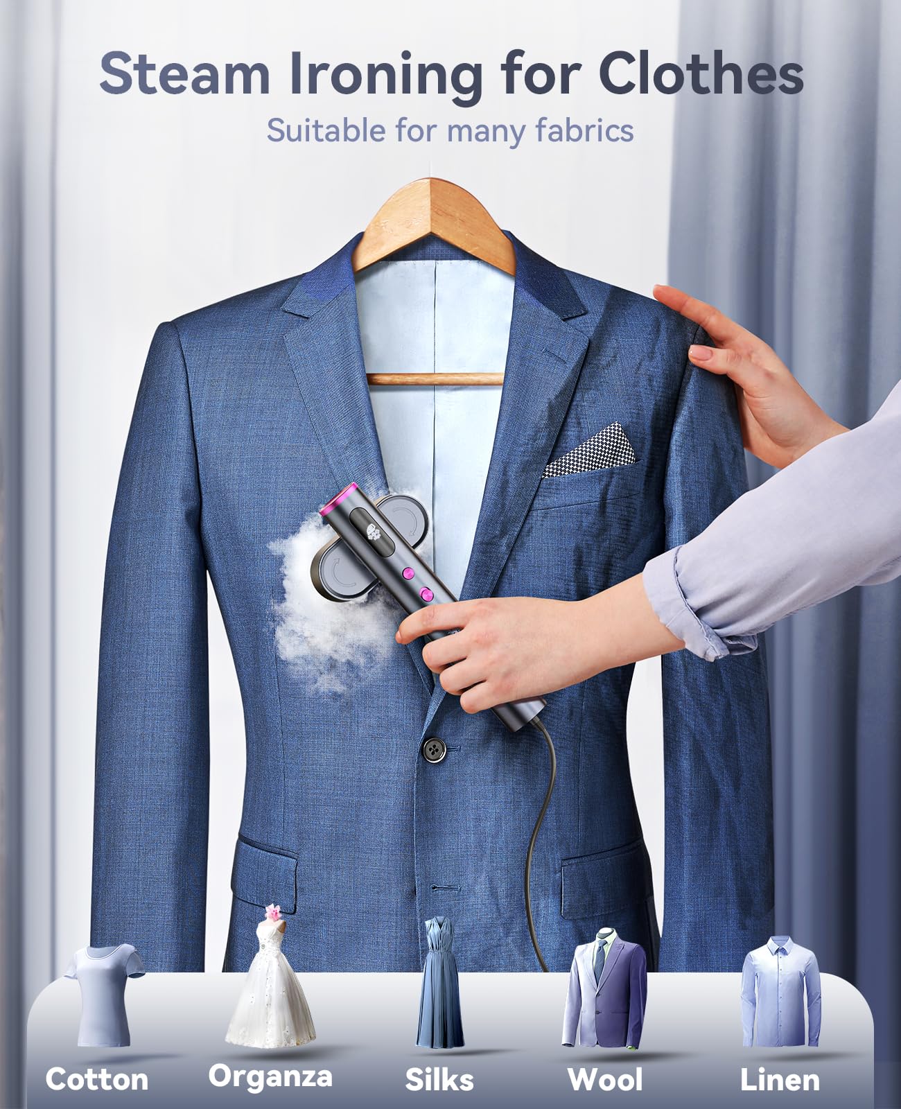JackRose Dual Voltage Handheld Clothes Steamer | 1000W Travel Garment Iron