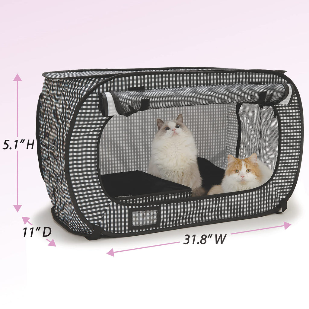 Necoichi Portable Cat Cage – Collapsible Travel Kennel with Fleece Mat