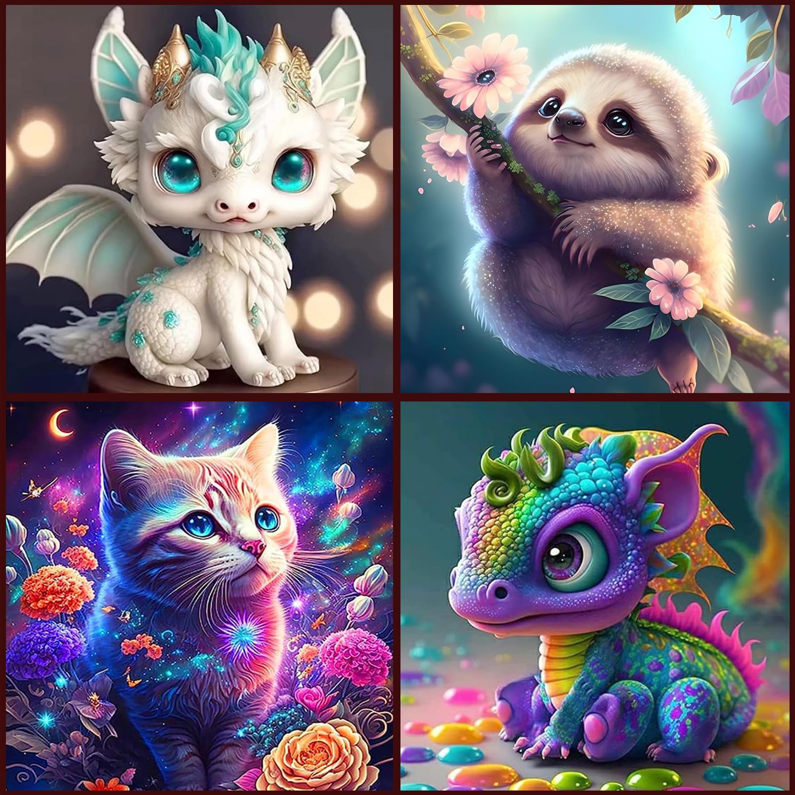 KEYRANKE 4 Pack 5D Diamond Art Kits for Kids & Adults – Animal Designs