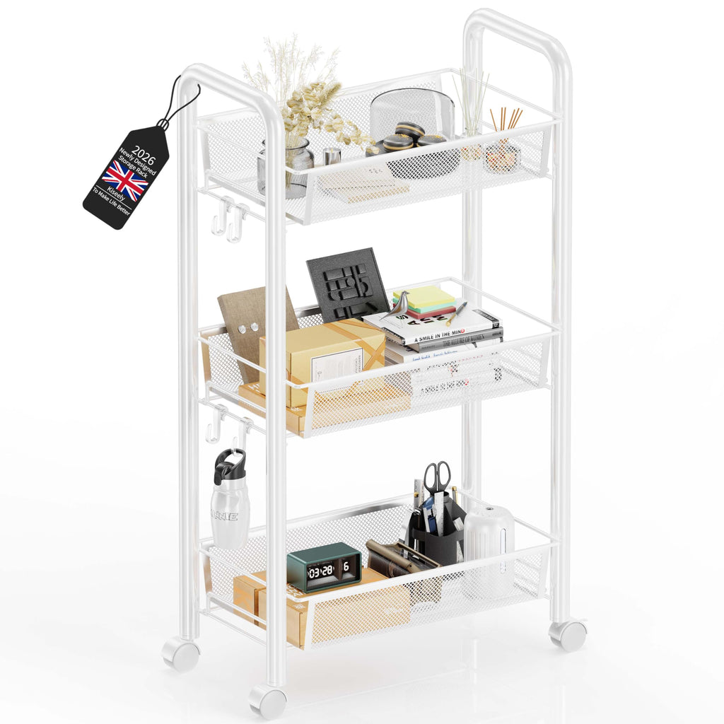 Goeasyoii 3/4/5 Tier Rolling Cart, Metal Storage Cart,Space-Saving Kitchen Cart with Castors,Shelving Organizer for Kitchen, Bathroom, Laundry Room - image 1