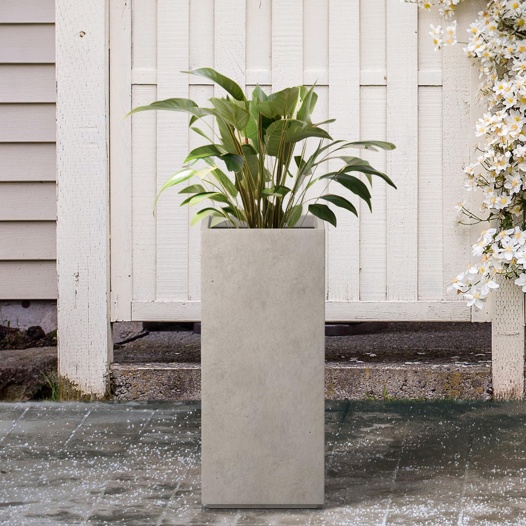 Kante Modern Rectangle Concrete Outdoor Planter - Weathered Grey, 20"