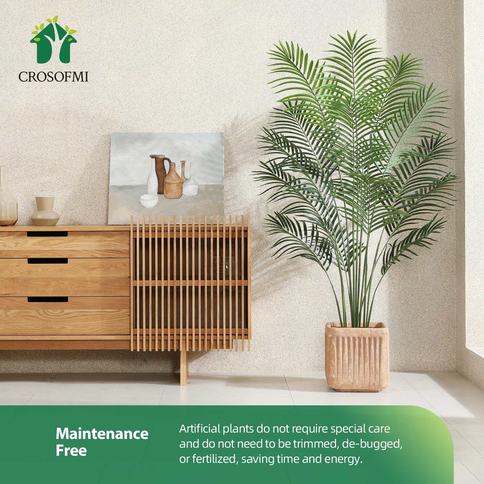 CROSOFMI 150cm Artificial Areca Palm Tree | Faux Tropical Indoor Plant