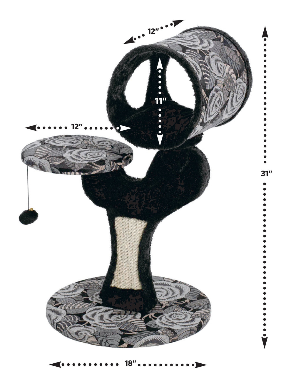 MidWest Salvador Cat Tree | Sisal Scratching Pad & Lounge, Black/White