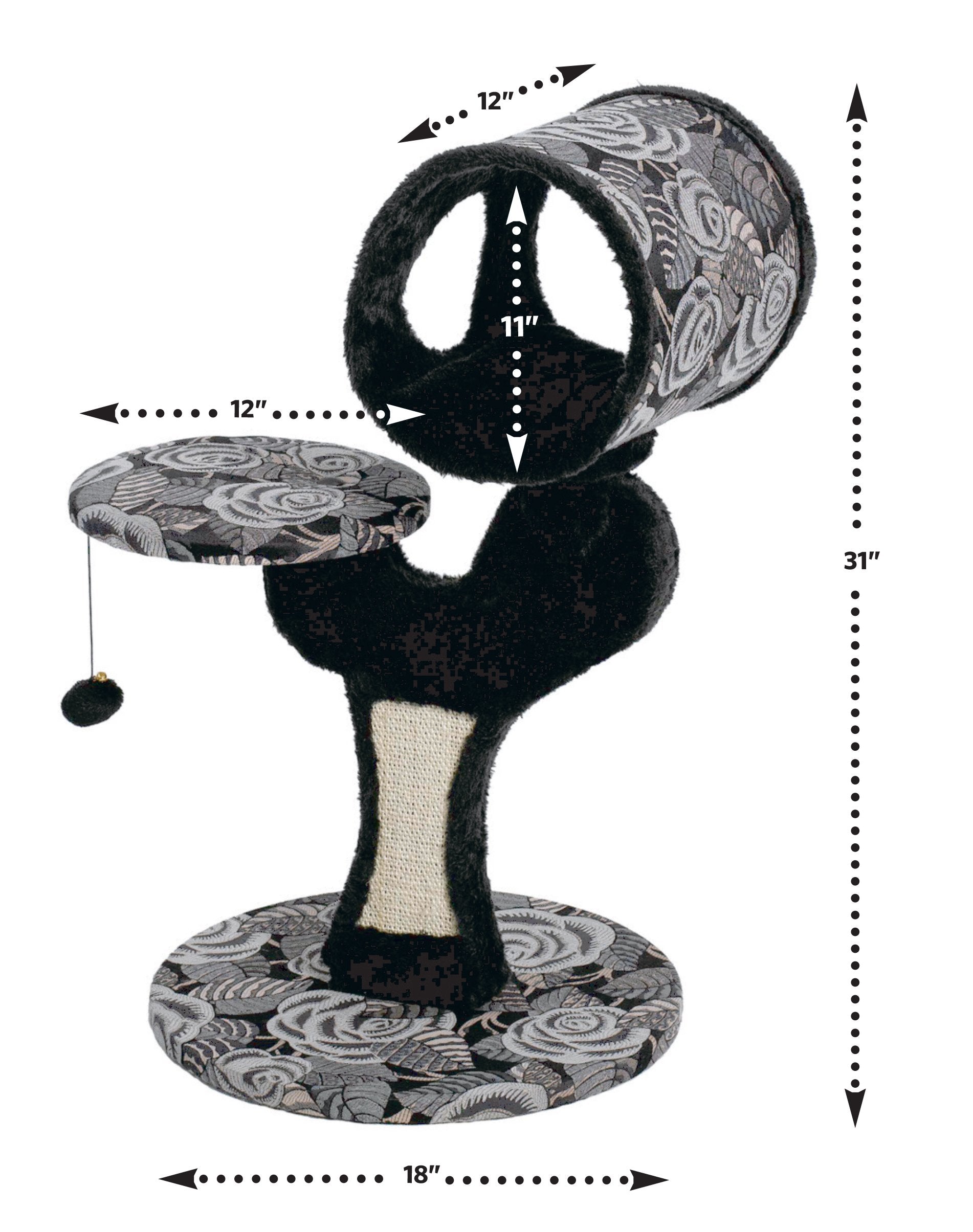 MidWest Salvador Cat Tree | Sisal Scratching Pad & Lounge, Black/White