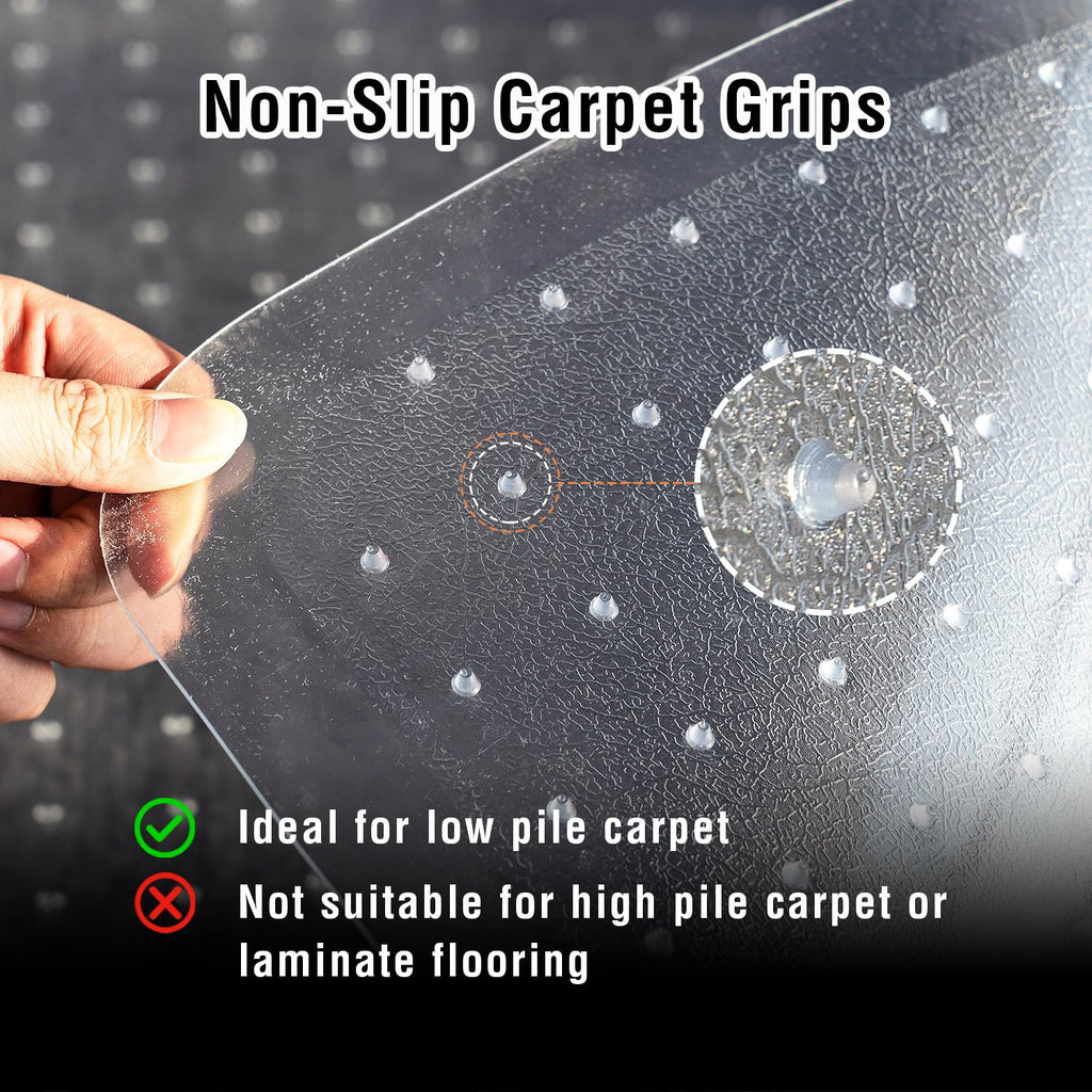 TOPWAY Office Chair Mat for Carpet Floor, 90x120cm, 2.2mm Thick T-Shape Clear Non-Slip PVC Carpet Floor Protector, Easy Glide - image 3